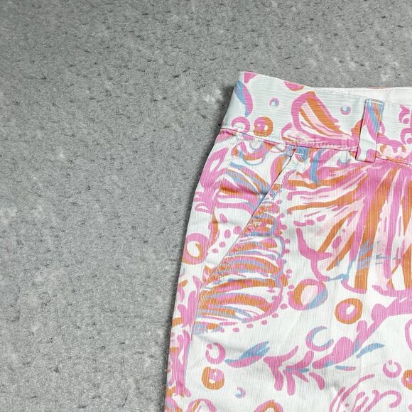Lily Pulitzer Shorts Womens 10 Pink White Floral Chipper Shorts Pockets 9 in - Picture 5 of 15